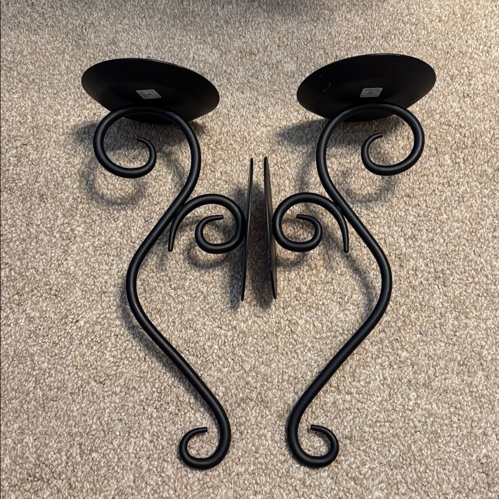 Partylite Elegant Pair of Black Wall Sconces EUC
